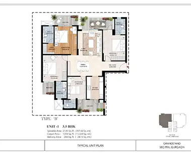 TYPE B (Unit 1 - 3D Layout)